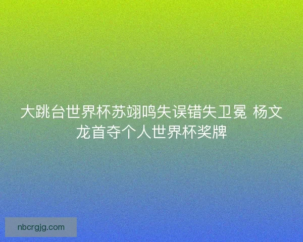 大跳台世界杯苏翊鸣失误错失卫冕 杨文龙首夺个人世界杯奖牌